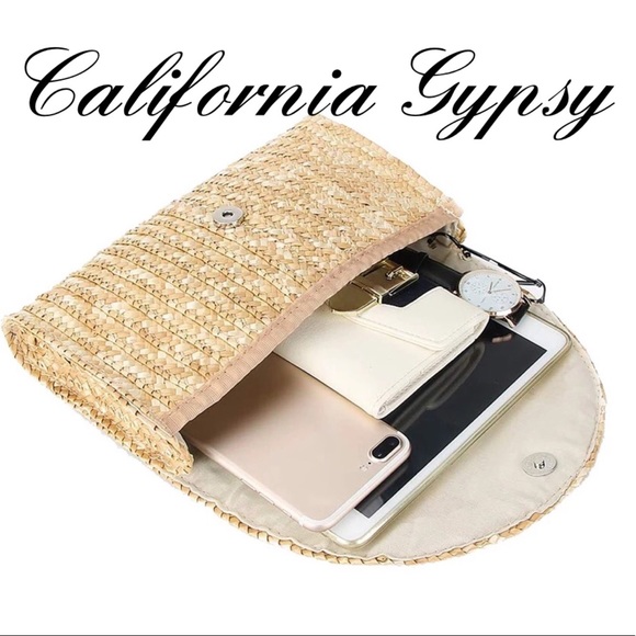 HP🏆Bohemian woven tropical palm raffia clutch🌴 - Picture 3 of 5